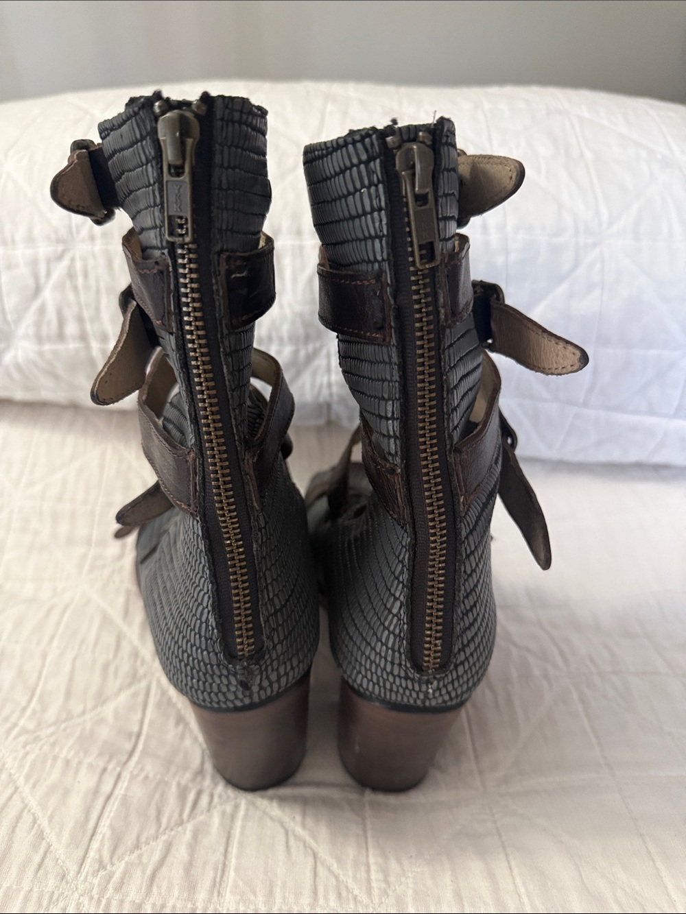 Freebird by Steven Brown Leather Strappy Gladiator Sandals- Size 10 - Picture 4 of 7